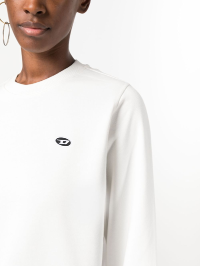 Shop Diesel Logo-embroidered Cotton Sweatshirt In White