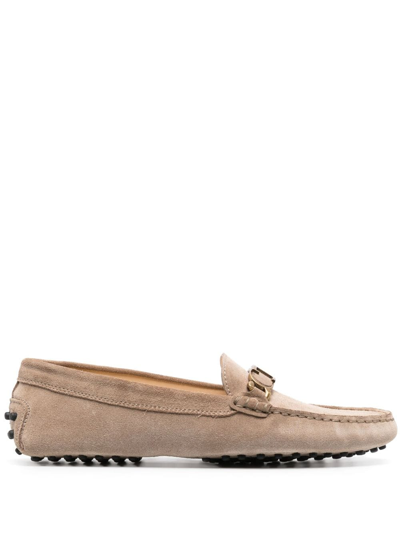Shop Tod's Catenina Gommini Loafers In Neutrals