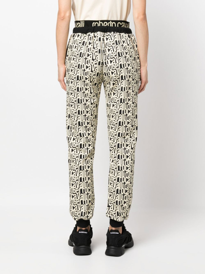 Roberto Cavalli Snakeskin-print Track Pants In Black