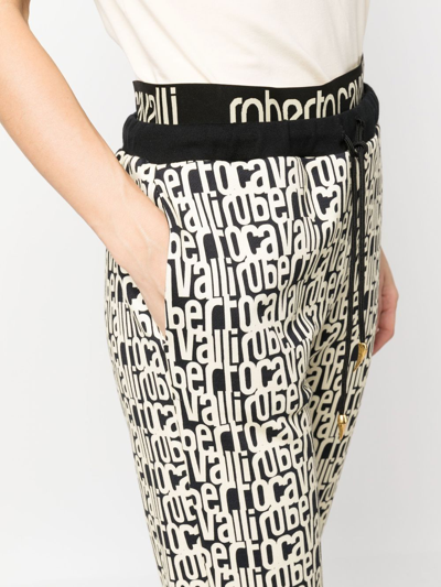 Roberto Cavalli Snakeskin-print Track Pants In Black