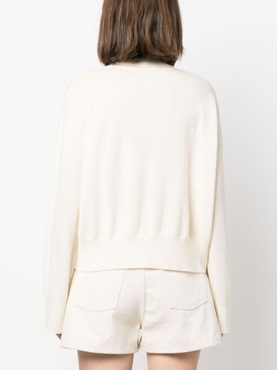 Shop P.a.r.o.s.h Roll-neck Cashmere Sweatshirt In White