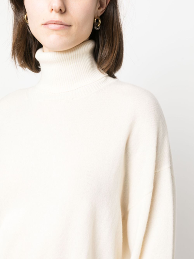Shop P.a.r.o.s.h Roll-neck Cashmere Sweatshirt In White
