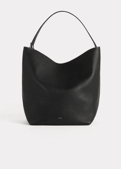 Totême Medium Leather Tote Bag In Black Grain
