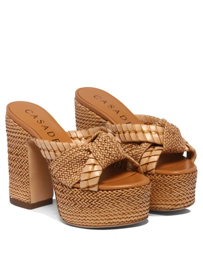 Shop Casadei "formentera Wedge" Sandals In Beige