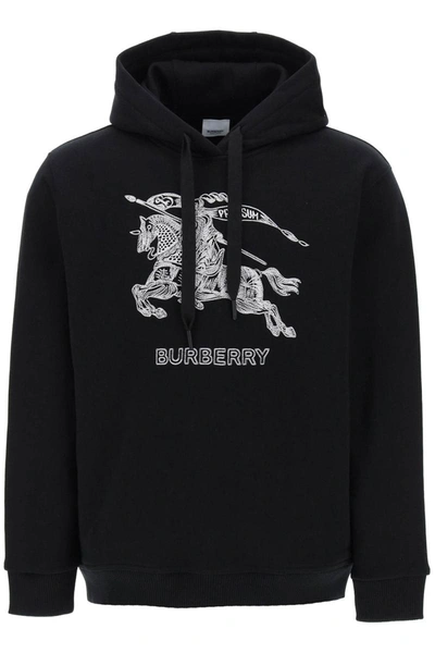 Shop Burberry Ekd Emrboidery 'drake' Hoodie In Black