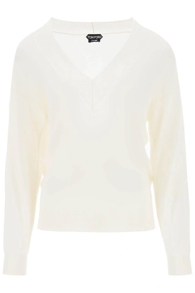 Shop Tom Ford Sweater In Cashmere And Silk In White