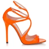 JIMMY CHOO LANCE Neon Orange Patent Sandals