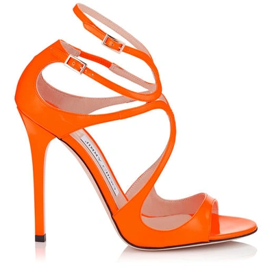 Jimmy Choo Lance Neon Orange Patent Sandals