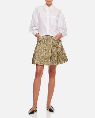 Shop Simone Rocha Pleated Mini Kilt In Gold
