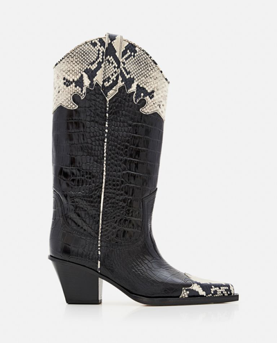 Shop Paris Texas 60mm Ricky Embossed Croco Cowboy Boots In Black