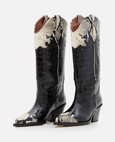 Shop Paris Texas 60mm Ricky Embossed Croco Cowboy Boots In Black