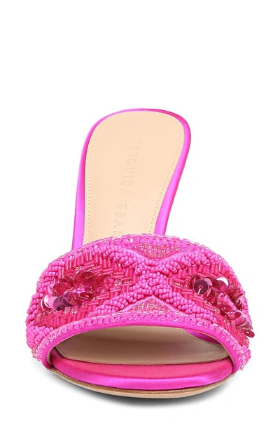 Veronica Beard Braxton Beaded Mule Sandals In Fuchsia