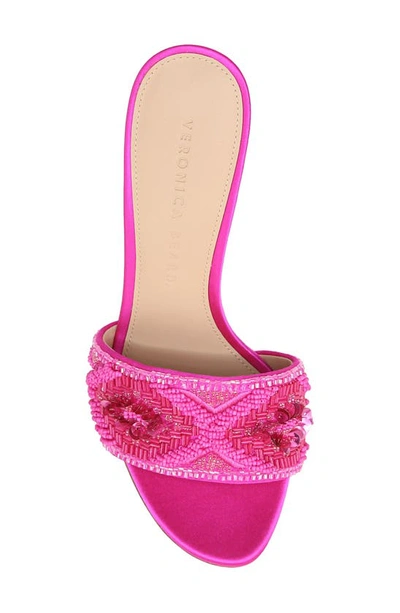 Veronica Beard Braxton Beaded Mule Sandals In Fuchsia
