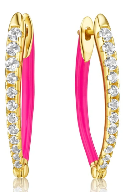 House Of Frosted 14k Over Silver 1.00 Ct. Tw. White Topaz Enamel Lolly Earrings In Pink