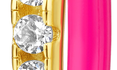 House Of Frosted 14k Over Silver 1.00 Ct. Tw. White Topaz Enamel Lolly Earrings In Pink