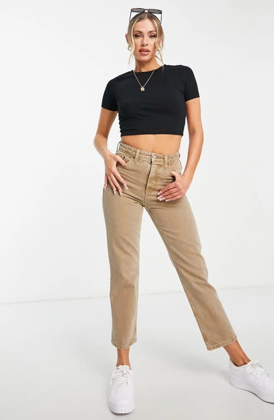 Shop Topshop Editor High Waist Straight Leg Jeans In Beige