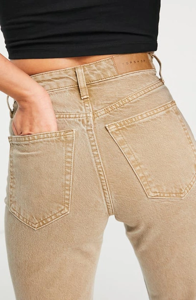 Shop Topshop Editor High Waist Straight Leg Jeans In Beige