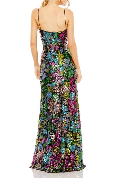 Shop Mac Duggal Floral Sequin Sweetheart Gown In Black Multi