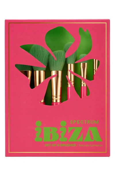 Shop Spectrum Ibiza Travel Book 6-piece Makeup Brush Set $56 Value In Pink/ Green