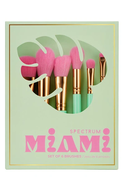 Shop Spectrum Miami Travel Book 6-piece Makeup Brush Set $56 Value In Mint/ Pink