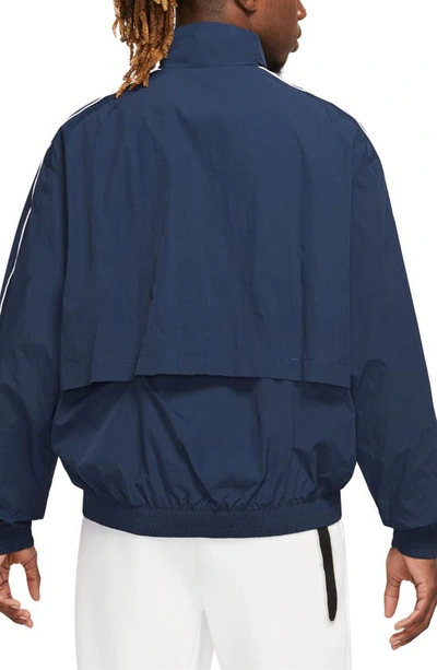 Shop Nike Solo Swoosh Track Jacket In Midnight Navy/ White