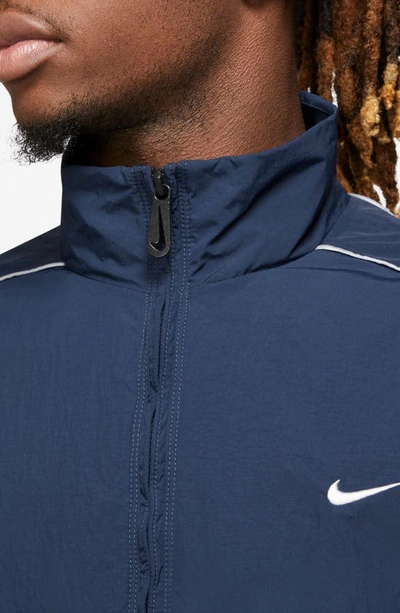 Shop Nike Solo Swoosh Track Jacket In Midnight Navy/ White