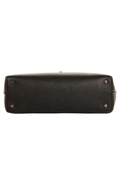 Shop Totême T-lock Leather Clutch In Black Grain