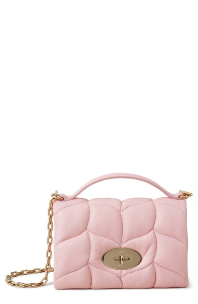 Shop Mulberry Tiny Softie Pillow Quilted Leather Crossbody Bag In Powder Rose