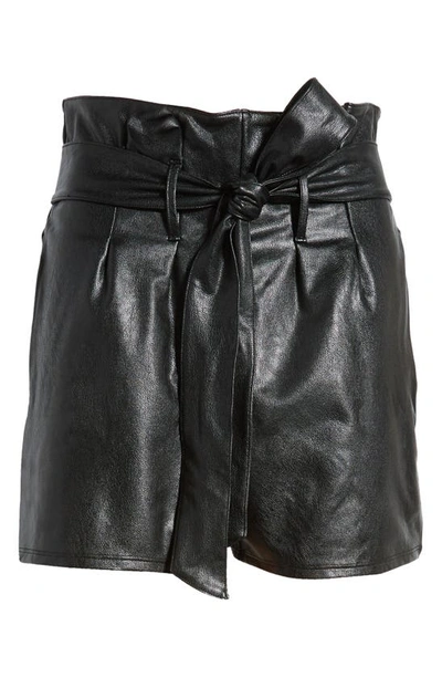Shop Commando High Waist Faux Leather Paperbag Shorts In Black