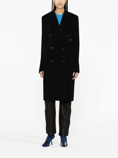 Shop Stella Mccartney Double-breasted Wool Coat In Black