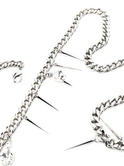 Shop Alessandra Rich Spike-embellished Chain Belt In Silver