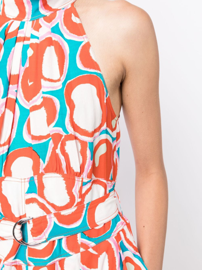 Diane Von Furstenberg Nicola Belted Pleated Printed Crepe Midi Dress In Red