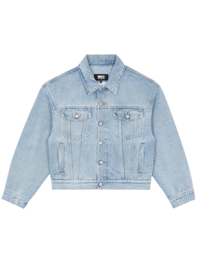 Mm6 Maison Margiela Button-up Cotton Denim Jacket In Blue