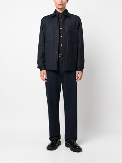 Shop Zegna Spread-collar Cotton-cashmere Shirt In Black