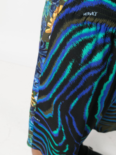 Shop Versace Elasticated-waist Printed Shorts In Blue