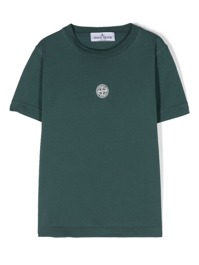Shop Stone Island Junior Compass-motif Cotton T-shirt In Green