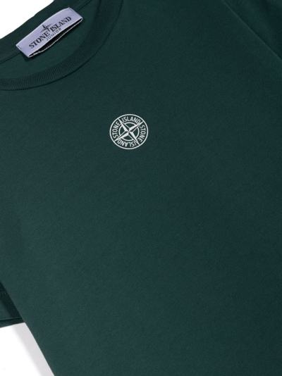 Shop Stone Island Junior Compass-motif Cotton T-shirt In Green