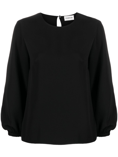 P.a.r.o.s.h Long-sleeve Round-neck Top In Black