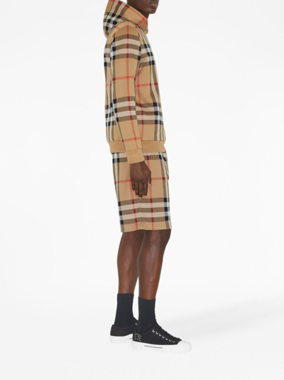 Shop Burberry Check-print Jacquard Hoodie In Neutrals