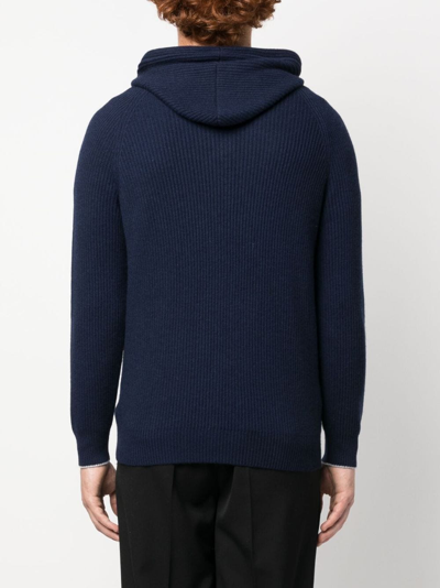 Brunello Cucinelli Logo-embroidered Zip-up Hoodie In Blue