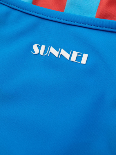 Shop Sunnei Reversible Striped Bikini Set In Blue