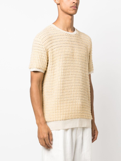 Shop Isa Boulder Short-sleeved Pointelle-knit T-shirt In Yellow