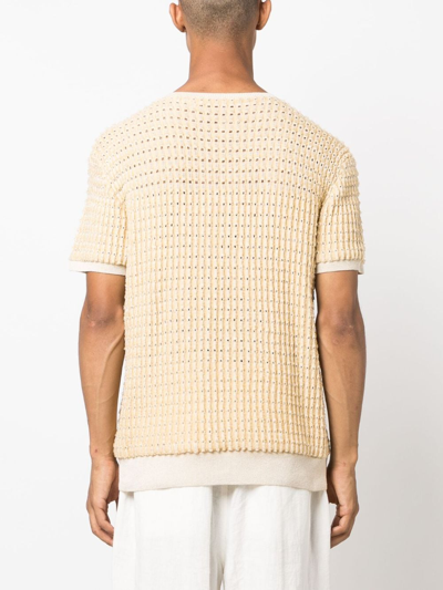 Shop Isa Boulder Short-sleeved Pointelle-knit T-shirt In Yellow