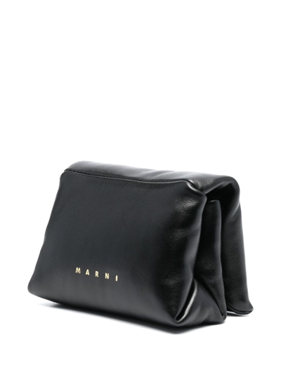Marni Mini Prisma Leather Clutch Bag In Black