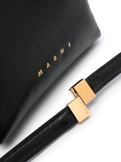 Marni Mini Prisma Leather Clutch Bag In Black