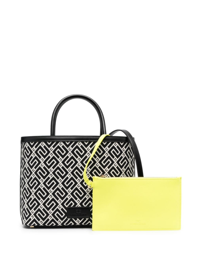 Shop Elisabetta Franchi Monogram-pattern Tote Bag In Black