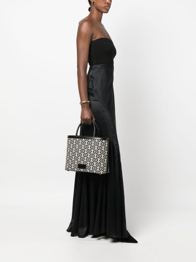 Shop Elisabetta Franchi Monogram-pattern Tote Bag In Black