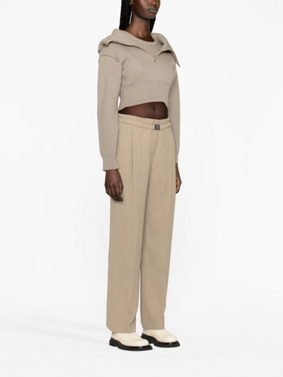 Brunello Cucinelli Belted Straight-leg Trousers In Neutrals