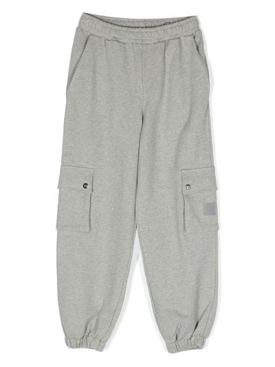 Shop Balmain Logo-patch Cargo Track Pants In Grey