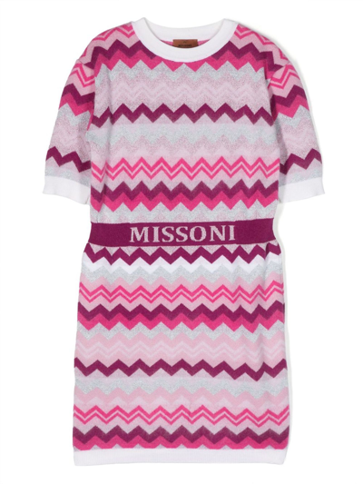 Shop Missoni Deep Pink Wool Blend Dress In Rosa